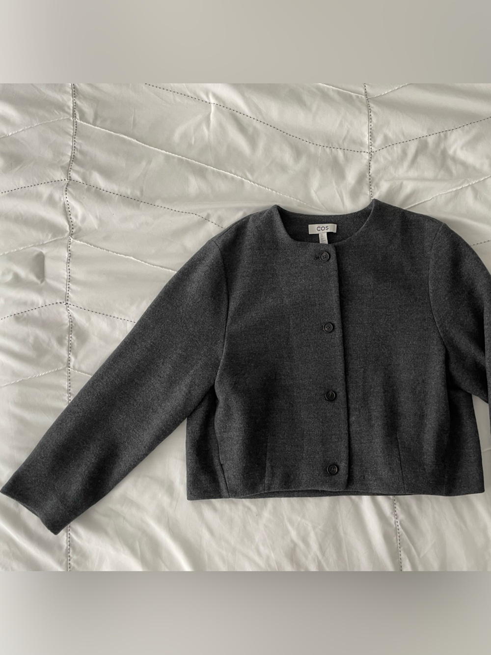 COS Dark Charcoal Boiled Merino Wool Cardigan